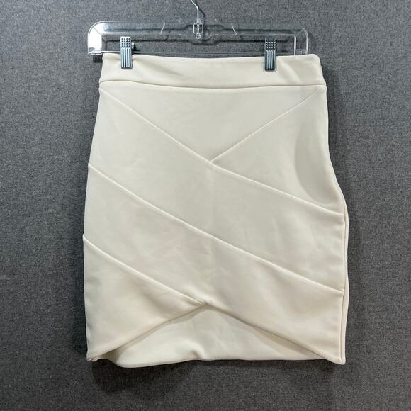 Express Skirt High-Low Asymmetrical Mini Skirt Cream Color Size 4 - Picture 1 of 10